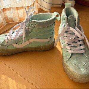 Vans DISCONTINUED Mint Green Glitter Rubber Sidewall Sk8 Hi-Too MTE Skate Shoe